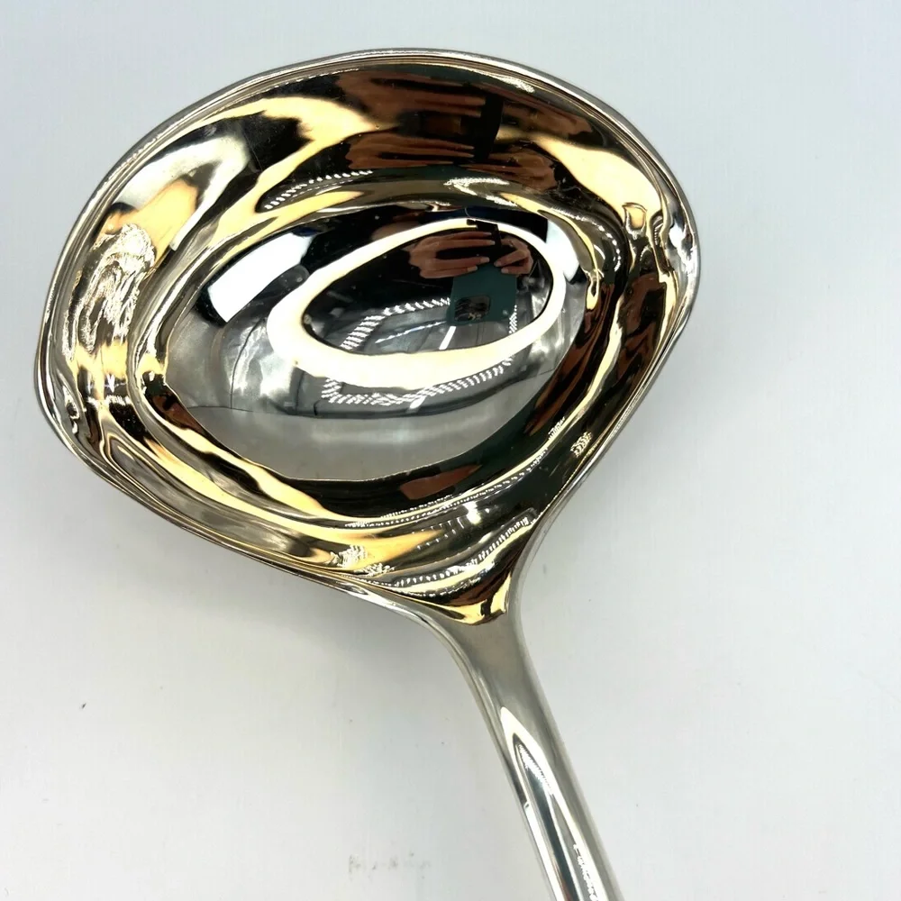 Silver Plated Soup Ladle Double Spout 13” Simple Style Punch Ladle Scoop